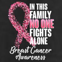 No One Fights Alone Breast Cancer Ribbon 7 Panel Mesh Trucker Snapback Hat