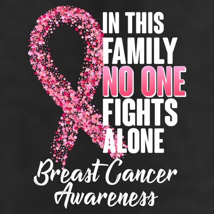 No One Fights Alone Breast Cancer Ribbon 7 Panel Mesh Trucker Snapback Hat