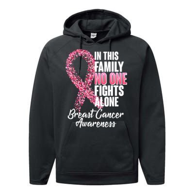 No One Fights Alone Breast Cancer Ribbon Performance Fleece Hoodie