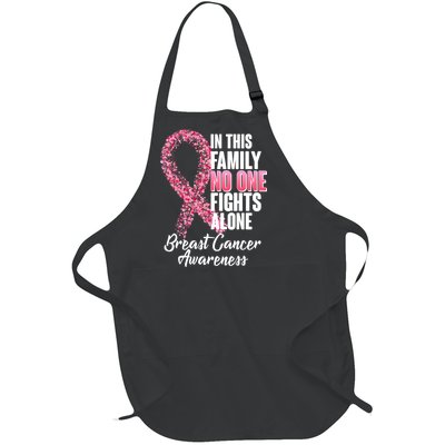 No One Fights Alone Breast Cancer Ribbon Full-Length Apron With Pockets