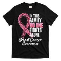 No One Fights Alone Breast Cancer Ribbon T-Shirt