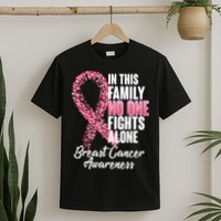 No One Fights Alone Breast Cancer Ribbon T-Shirt