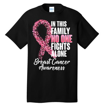 No One Fights Alone Breast Cancer Ribbon Tall T-Shirt