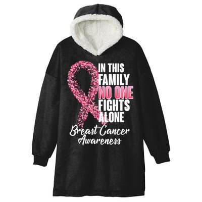 No One Fights Alone Breast Cancer Ribbon Hooded Wearable Blanket