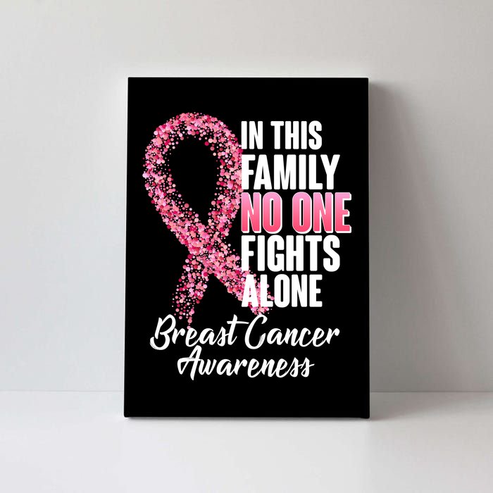 No One Fights Alone Breast Cancer Ribbon Canvas