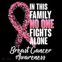 No One Fights Alone Breast Cancer Ribbon Drawstring Bag