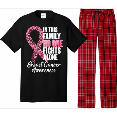 No One Fights Alone Breast Cancer Ribbon Pajama Set