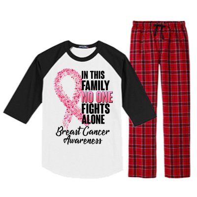 No One Fights Alone Breast Cancer Ribbon Raglan Sleeve Pajama Set