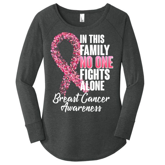 No One Fights Alone Breast Cancer Ribbon Women's Perfect Tri Tunic Long Sleeve Shirt