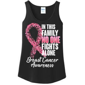 No One Fights Alone Breast Cancer Ribbon Ladies Essential Tank