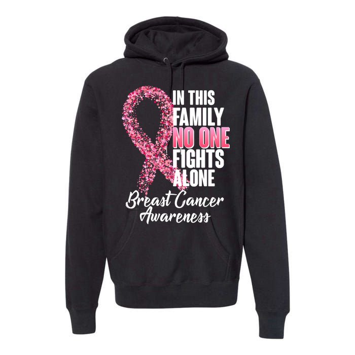 No One Fights Alone Breast Cancer Ribbon Premium Hoodie