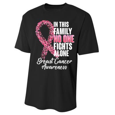 No One Fights Alone Breast Cancer Ribbon Performance Sprint T-Shirt