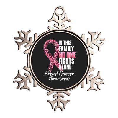 No One Fights Alone Breast Cancer Ribbon Metallic Star Ornament