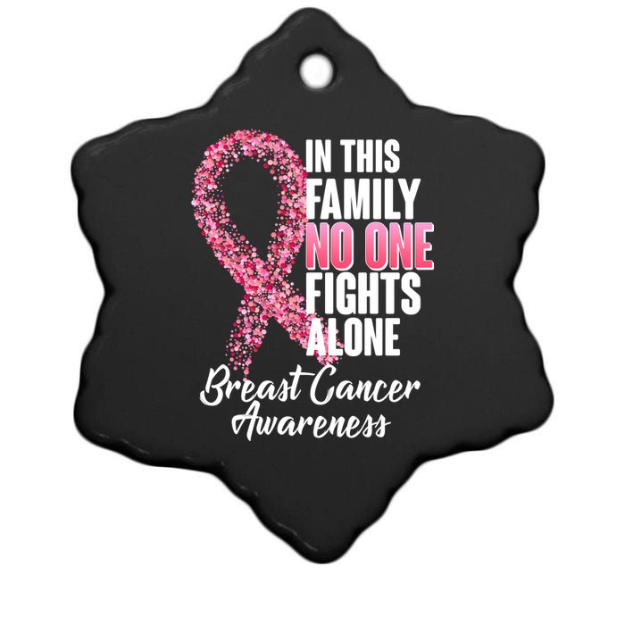 No One Fights Alone Breast Cancer Ribbon Ceramic Star Ornament