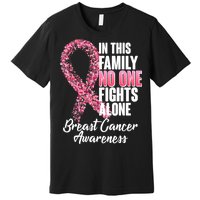 No One Fights Alone Breast Cancer Ribbon Premium T-Shirt