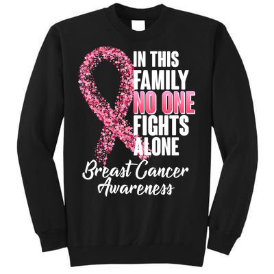 No One Fights Alone Breast Cancer Ribbon Tall Sweatshirt