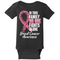 No One Fights Alone Breast Cancer Ribbon Baby Bodysuit