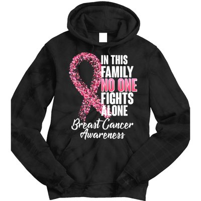 No One Fights Alone Breast Cancer Ribbon Tie Dye Hoodie