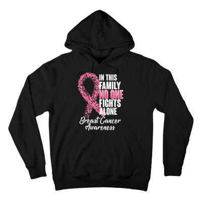 No One Fights Alone Breast Cancer Ribbon Tall Hoodie