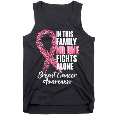 No One Fights Alone Breast Cancer Ribbon Tank Top