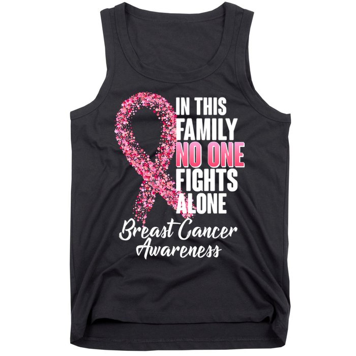 No One Fights Alone Breast Cancer Ribbon Tank Top