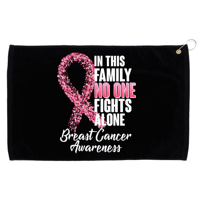 No One Fights Alone Breast Cancer Ribbon Grommeted Golf Towel