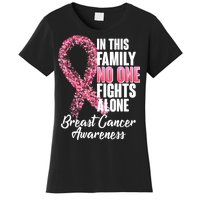 No One Fights Alone Breast Cancer Ribbon Women's T-Shirt