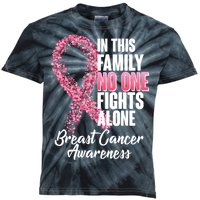 No One Fights Alone Breast Cancer Ribbon Kids Tie-Dye T-Shirt