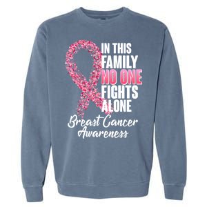 No One Fights Alone Breast Cancer Ribbon Garment-Dyed Sweatshirt