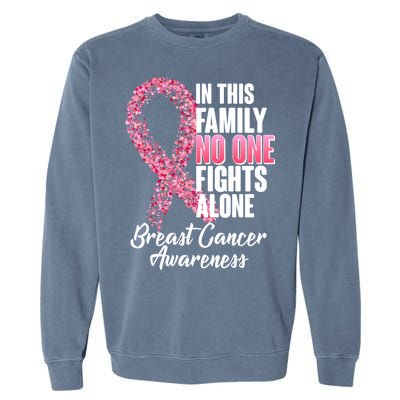 No One Fights Alone Breast Cancer Ribbon Garment-Dyed Sweatshirt