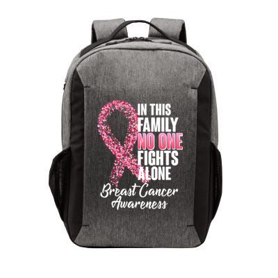 No One Fights Alone Breast Cancer Ribbon Vector Backpack