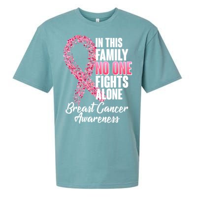 No One Fights Alone Breast Cancer Ribbon Sueded Cloud Jersey T-Shirt