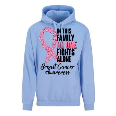 No One Fights Alone Breast Cancer Ribbon Unisex Surf Hoodie