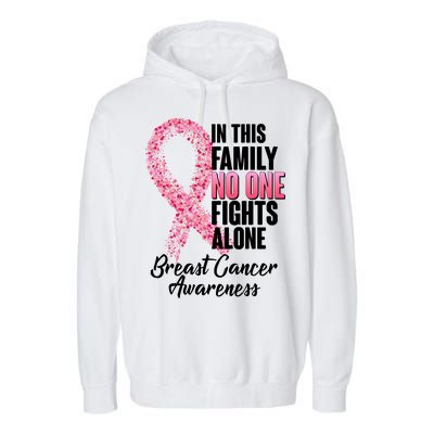 No One Fights Alone Breast Cancer Ribbon Garment-Dyed Fleece Hoodie