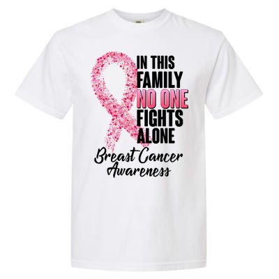 No One Fights Alone Breast Cancer Ribbon Garment-Dyed Heavyweight T-Shirt