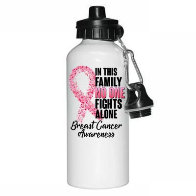 No One Fights Alone Breast Cancer Ribbon Aluminum Water Bottle