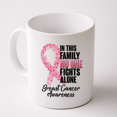 No One Fights Alone Breast Cancer Ribbon Coffee Mug