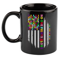 No One Fights Alone Cancer Awareness Ribbon Flag 11oz C Handle Ceramic Mug
