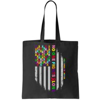 No One Fights Alone Cancer Awareness Ribbon Flag Tote Bag