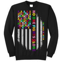 No One Fights Alone Cancer Awareness Ribbon Flag Tall Sweatshirt