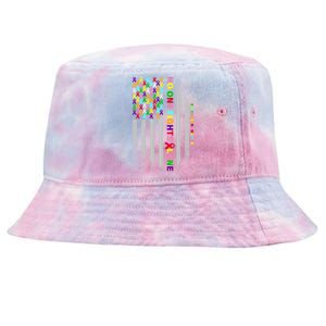 No One Fights Alone Cancer Awareness Ribbon Flag Tie-Dyed Bucket Hat