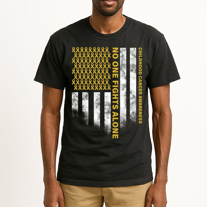 No One Fights Alone Childhood Cancer Tall T-Shirt