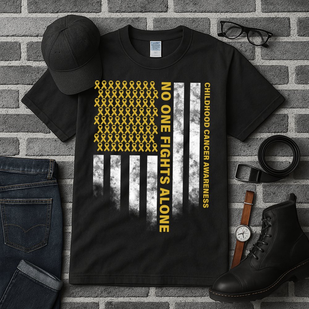No One Fights Alone Childhood Cancer Tall T-Shirt