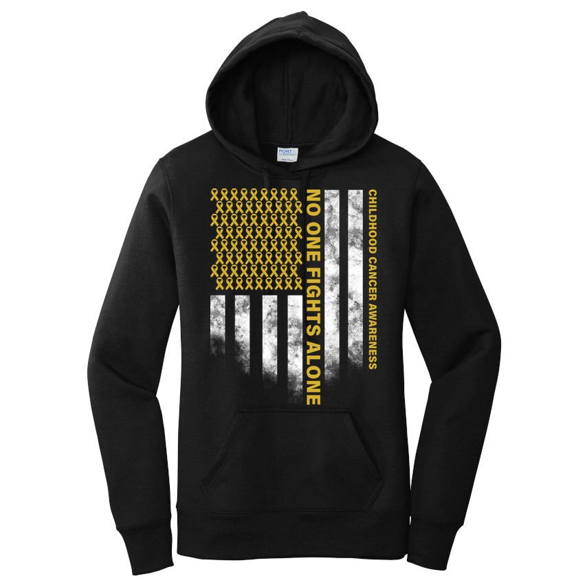 No One Fights Alone Childhood Cancer Women's Pullover Hoodie
