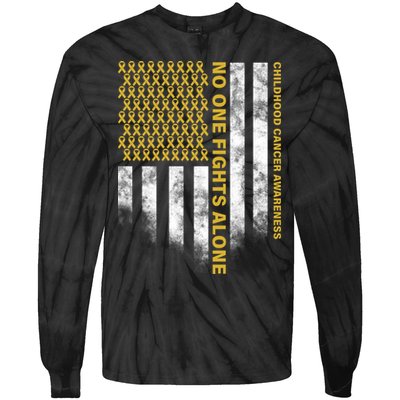 No One Fights Alone Childhood Cancer Tie-Dye Long Sleeve Shirt