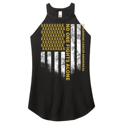 No One Fights Alone Childhood Cancer Women's Perfect Tri Rocker Tank