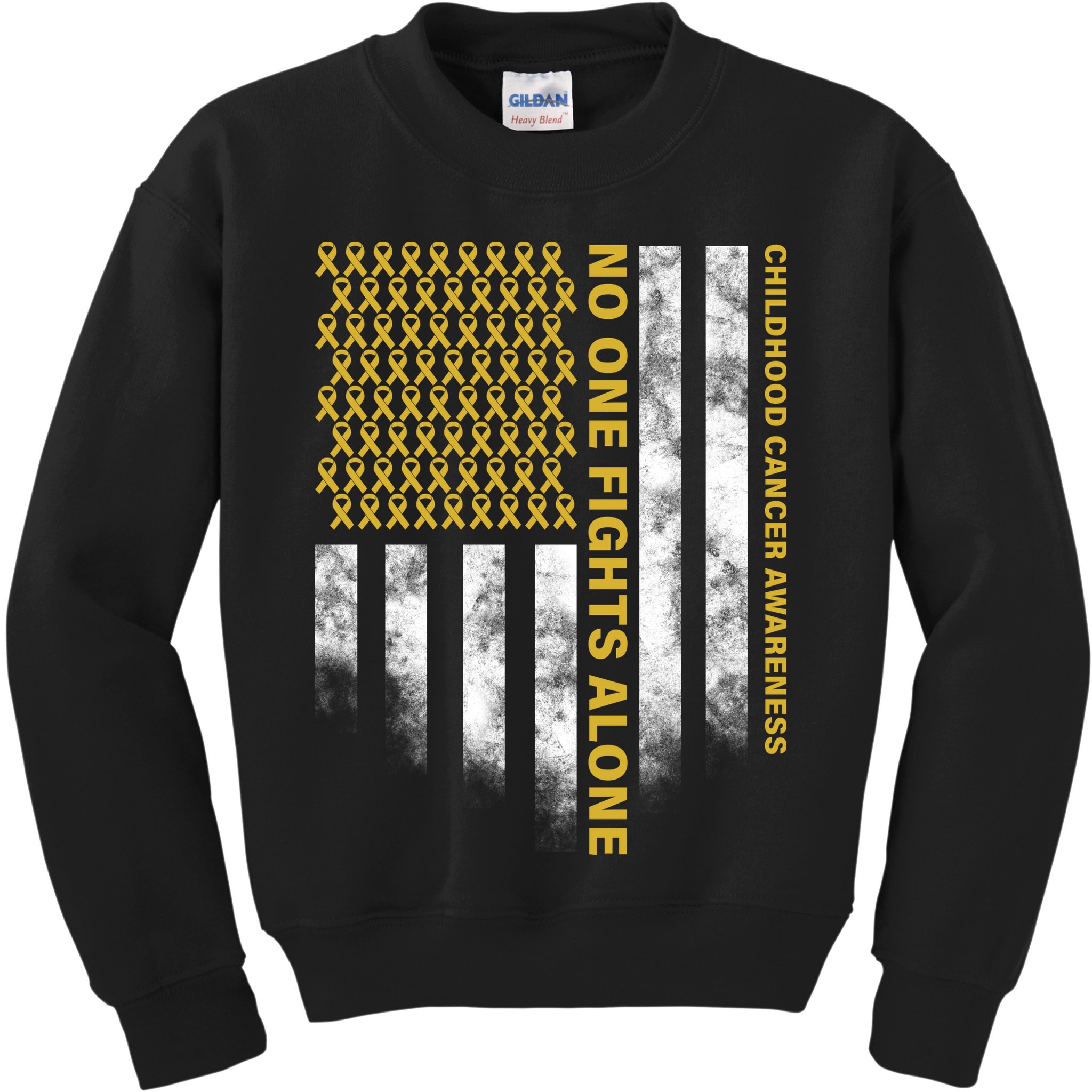No One Fights Alone Childhood Cancer Kids Sweatshirt