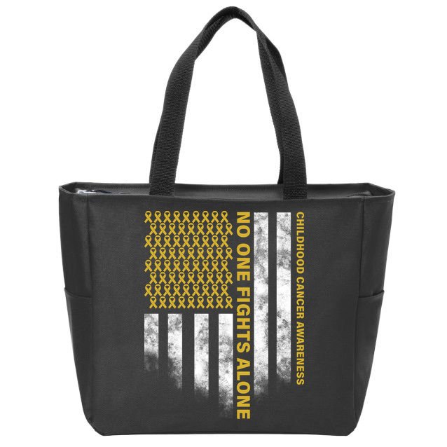 No One Fights Alone Childhood Cancer Zip Tote Bag