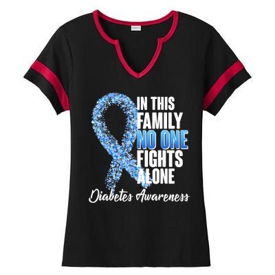 No One Fights Alone Diabetes Awareness Ladies Halftime Notch Neck Tee