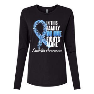 No One Fights Alone Diabetes Awareness Womens Cotton Relaxed Long Sleeve T-Shirt